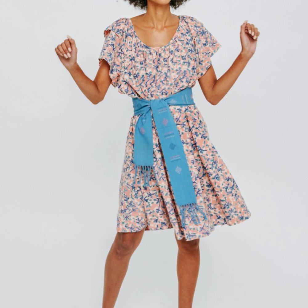 MIRTH: seville ruffle dress in geranium